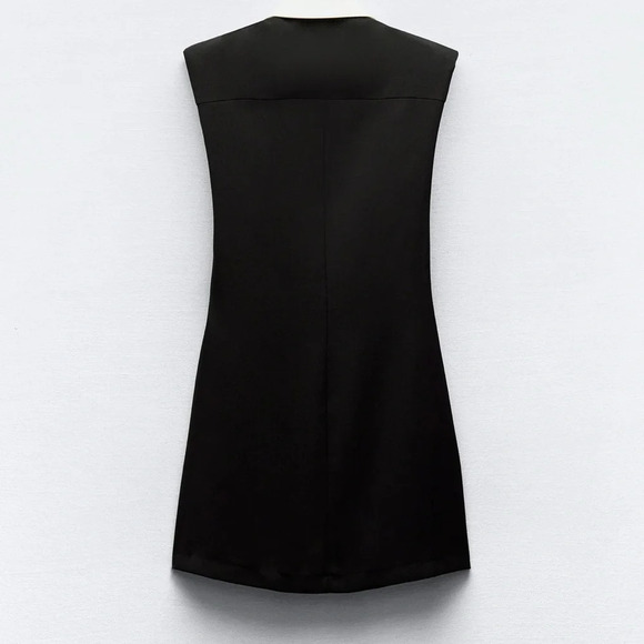 ZARA SHOULDER PAD BLACK MINI DRESS NWT - Picture 7 of 9